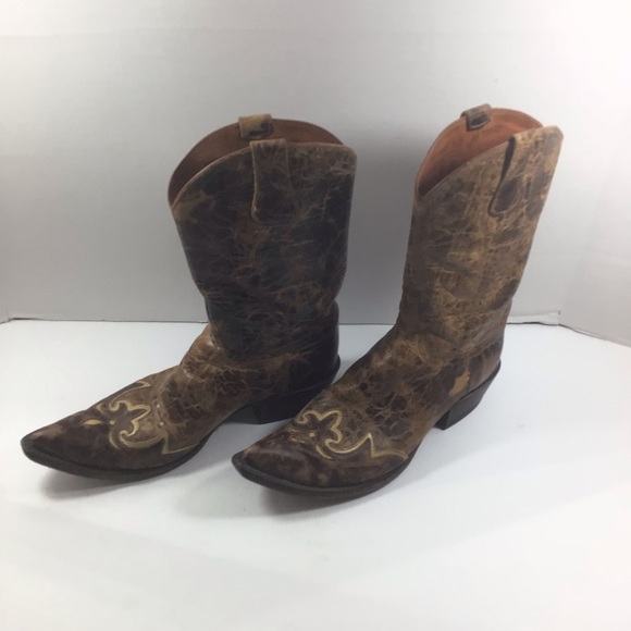 Diva vintage Lucchese distressed handmade brown western cowboy boots size 9B - Picture 2 of 13